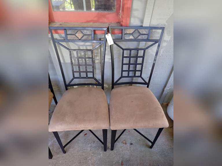 Metal Dining Chairs with Upholstered Seats image