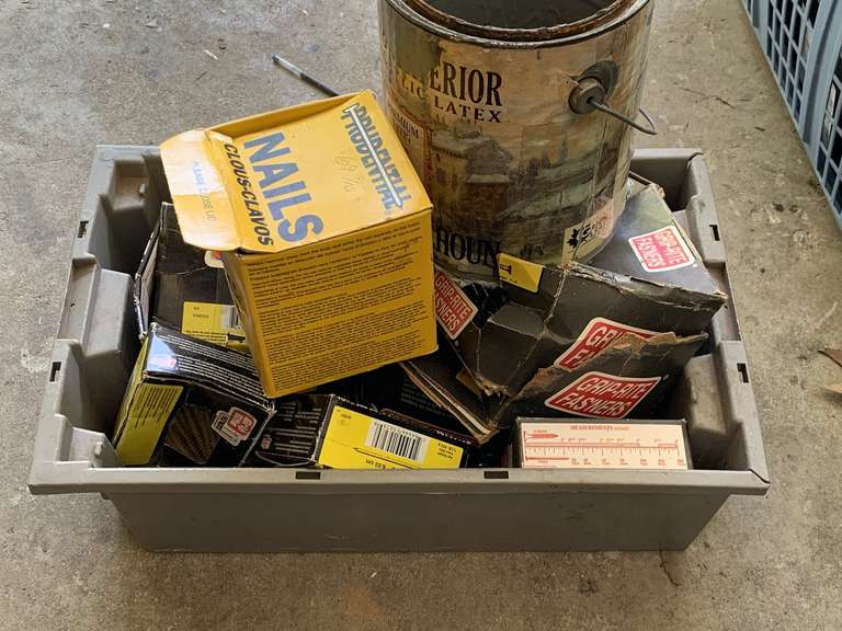 CRATE FULL OF NAIL, SCREWS & MORE (CRATE INCLUDED) - GARAGE image