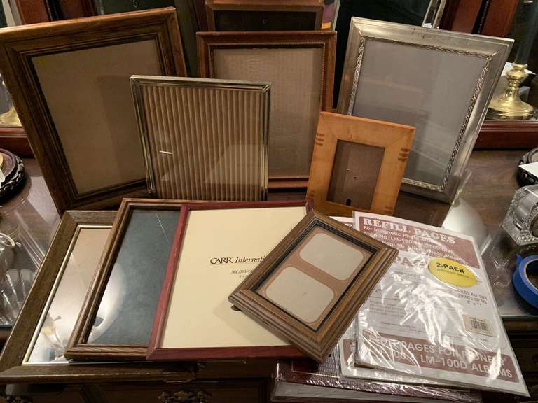 DRAWER FULL OF ASSORTED FRAMES & NEW PHOTO ALBUM - UP MASTER BED image