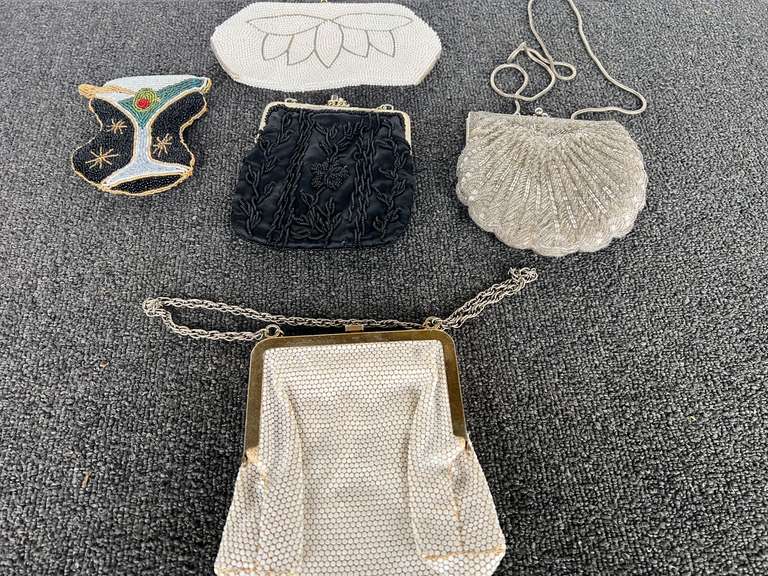 Lovely vintage beaded ladies purses, also includes a beaded coin bag, five pieces total, see pictures for details. image