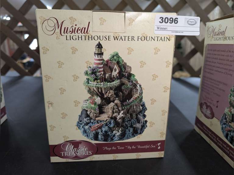 CLASSIC TREASURES MUSICAL LIGHTHOUSE WATER FOUNTAIN IN ORIGINAL BOX image