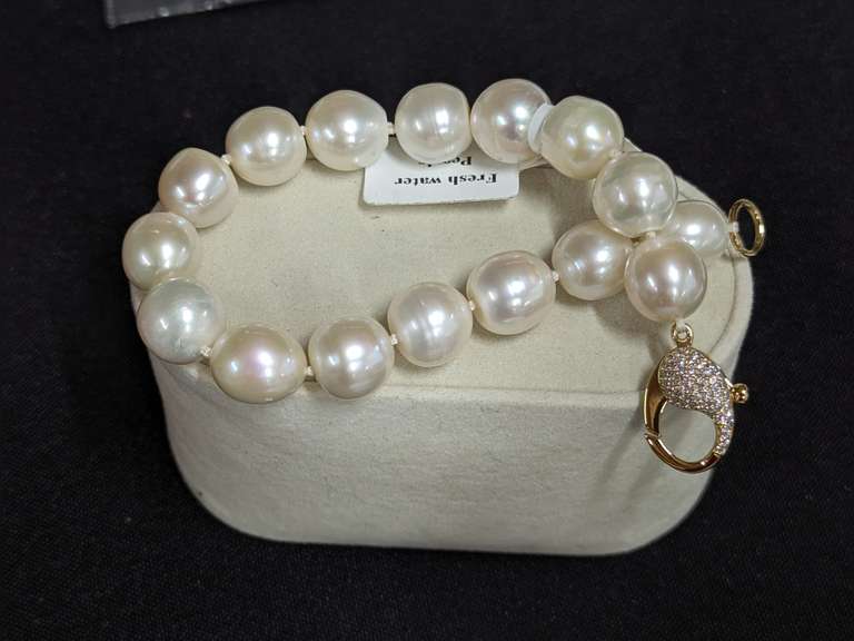 Nadri 925 Sterling Silver Fresh Water Pearl Bracelet 7.5" image