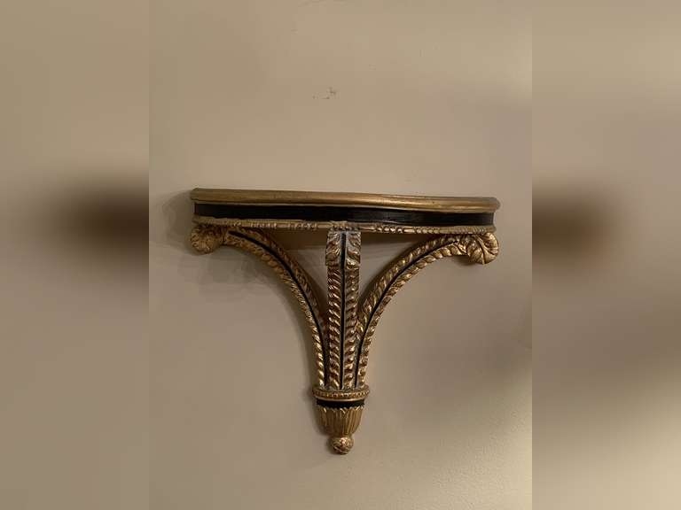 1930'S NEOCLASSICAL GILT WOOD DISPLAY WALL SHELF 13 1/2" WIDE X 14" TALL X 7" DEEP - DINING ROOM image