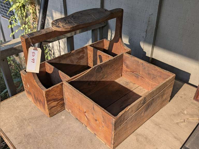 ANTIQUE SHOE SHINE BOX AND ANTIQUE HANDMADE WOODEN CRATE BOX image