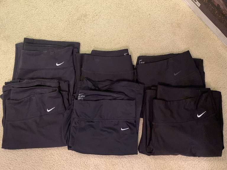 6 PAIR XL NIKE BLACK ATHLETIC PANTS - UP BED 1 image