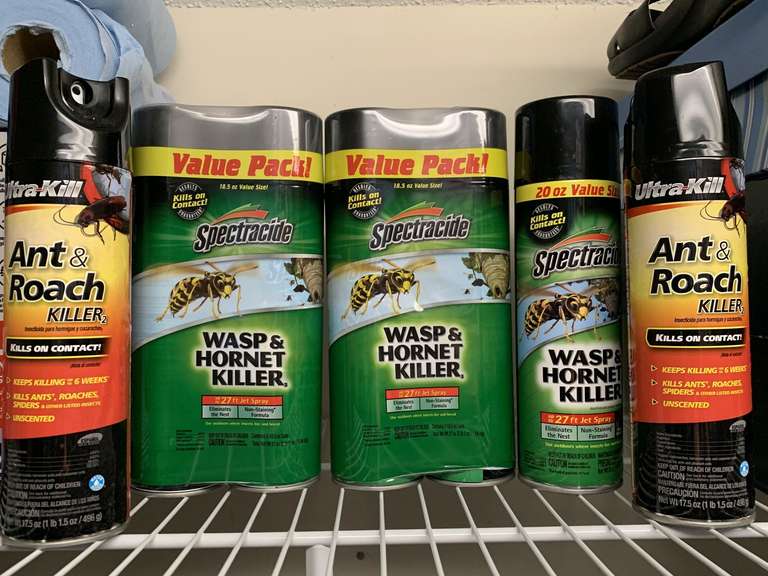 5 NEW CANS SPECTRACIDE WASP & HORNET KILLER & 2 NEW CANS ULTRA KILL ANT & ROACH SPRAY - UP MASTER CLOSET 2 image