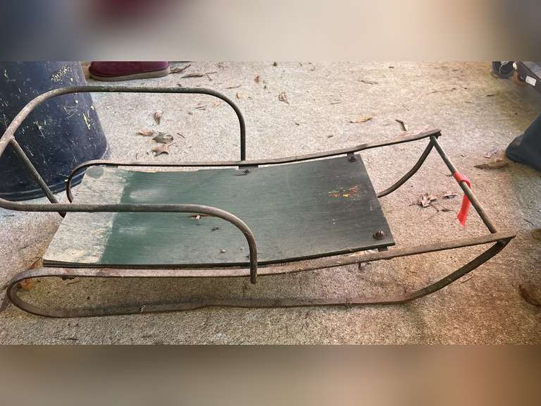 Antique metal framed sled, see pictures for details. image