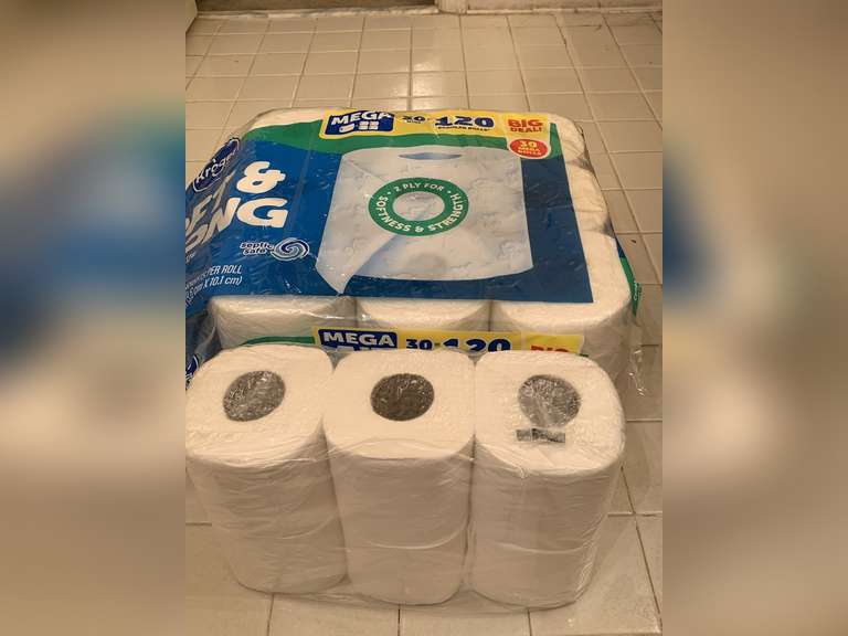 18 MEGA ROLLS OF TOILET PAPER & 6 DOUBLE ROLLS OF TOILET PAPER - UP MASTER BATH image