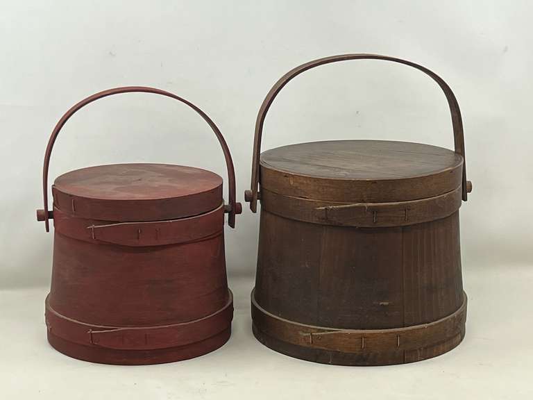 KIT…Vintage/antique small firkin buckets, two pieces, see pictures for details. image