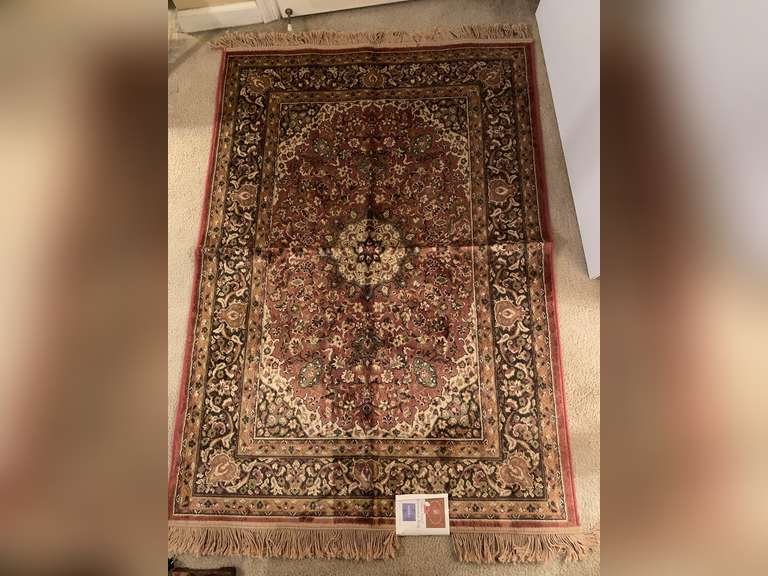 SILKEN TOUCH RUG (GOLD/BROWN/RUST) WITH FRINGE 3 FT 3 IN X 4 FT 11 IN (NEW W/ TAG) - UP MASTER BED image