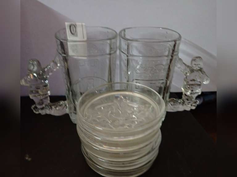 Coca-Cola Santa Claus Handle Mugs and Holly Coasters Set image