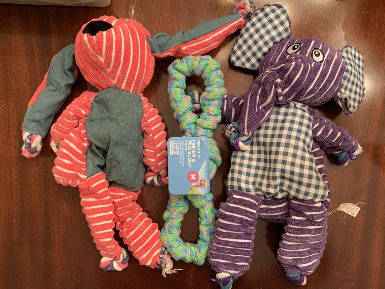 2 KONG FLOPPY KNOTS LARGE DOG TOYS & 1 NEW TUG BUDDY DOG TOY - FOYER image