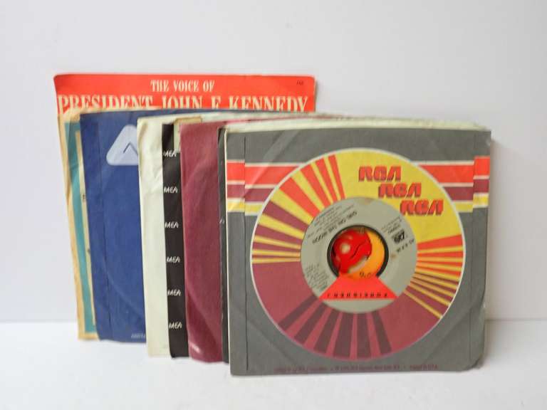 Collection of 45 RPM Records - John F. Kennedy, Led Zeppelin, Foreigner, and More image