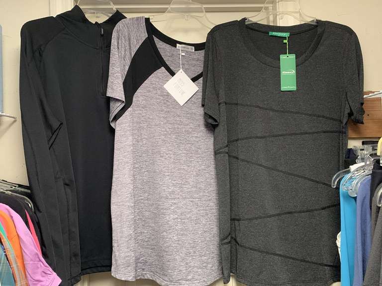 LADIES ATHLETIC WEAR - 10 TOPS (SIZE 2XL- 6 NEW W/ TAG) - UP MASTER CLOSET 2 image