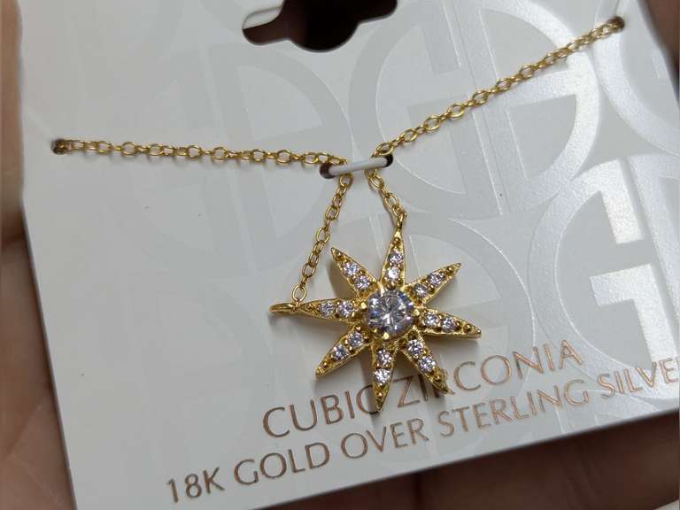 Giani Bernini 18K Gold Over Sterling Silver Cubic Zirconia Starburst Necklace image