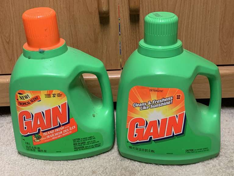 2 BOTTLES OF LIQUID GAIN LAUNDRY DETERGENT (1 FULL, 1 AT LEAST 1/2 FULL)- UP MASTER CLOSET 2 image
