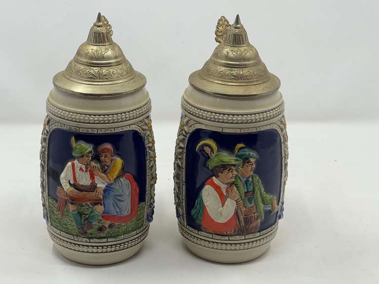 DEN… Vintage German beer steins, set of two, see pictures for details. image