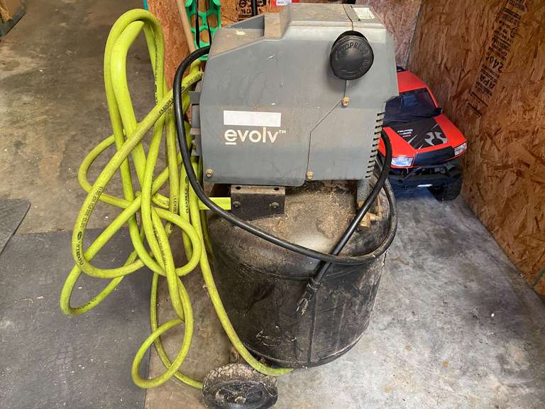 Craftsman Evolv air compressor, has air hose, powers up, see pictures for details. image