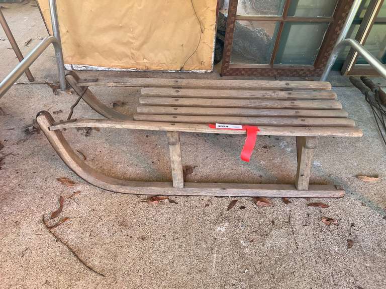 Vintage/antique wooden sled, see pictures for details. image