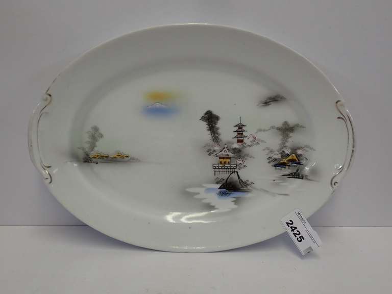 Kutani Hand Painted Asian Landscape Platter image