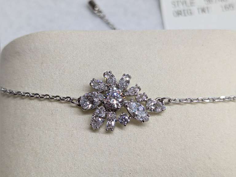 Swarovski Silver-Tone Slider Bracelet with Floral Centerpiece image