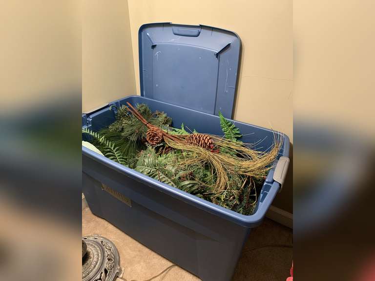 EXTRA LARGE CRATE W/ LID FULL OF ASSORTED SILK GREENERY - UP BED 2 image