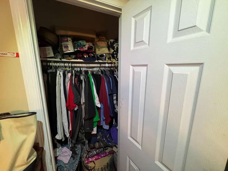 BR4… Closet lot marked 1597 to include all content of assorted apparel, and more. See pictures for details. image