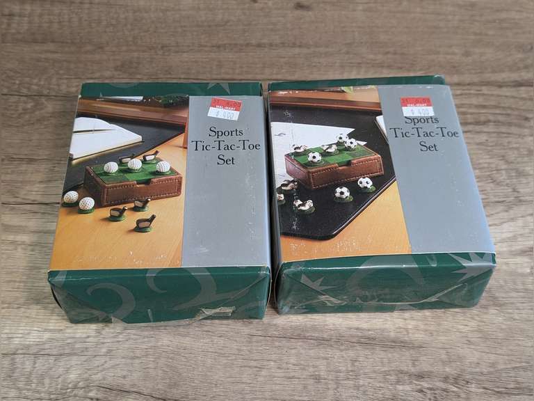 PAIR OF SPORTS THEME TIC-TAC-TOE SETS IN ORIGINAL BOXES, SOCCER AND GOLF MOTIF image