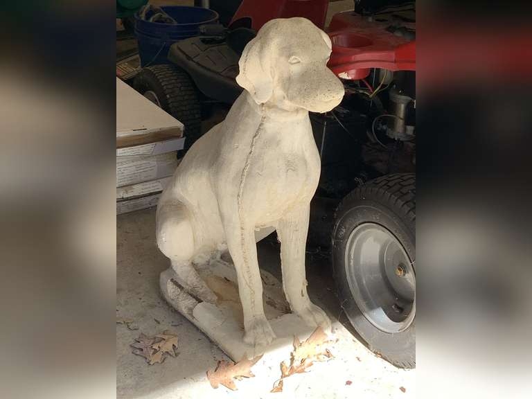 LARGE CONCRETE LABRADOR RETRIEVER (DAMAGE ON EAR AND FOOT) 28" TALL X 24" DEEP X 11" WIDE - GARAGE image
