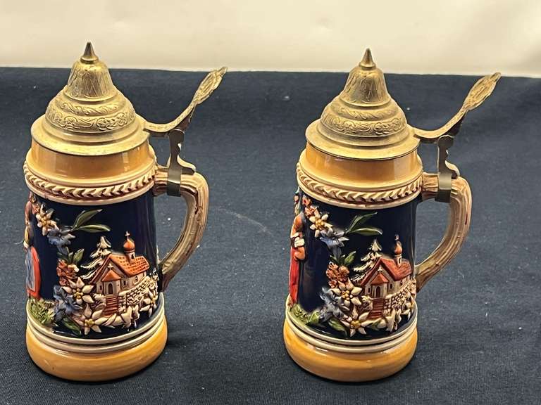 DEN… Vintage mini German beer steins, set of two, see pictures for details. image