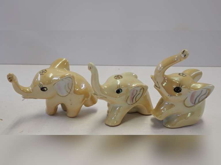 Set of 3 Mini Porcelain Elephant Figurines image