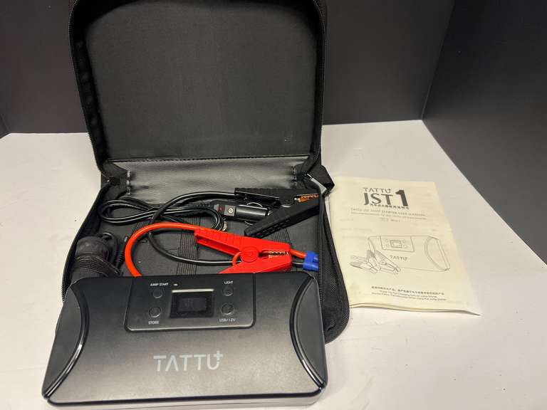 Tattu jump starter with storage case, working condition unknown, see pictures for details. image