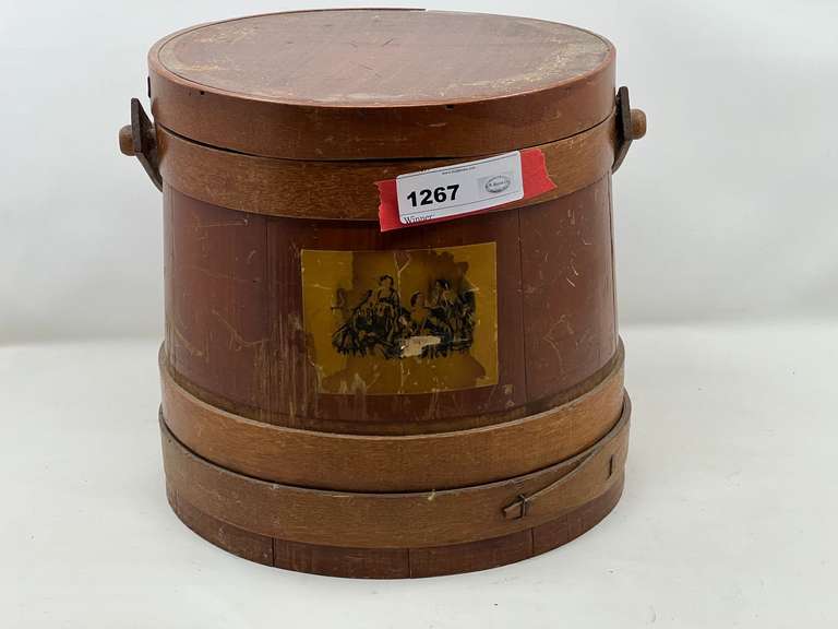 DEN… Antique/vintage firkin bucket, with content, see pictures for details. image