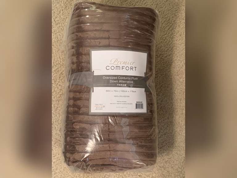 NEW OVERSIZED CORDUROY PLUSH DOWN ALTERNATIVE THROW - COCOA COLOR 60X70 - UP BED 1 image