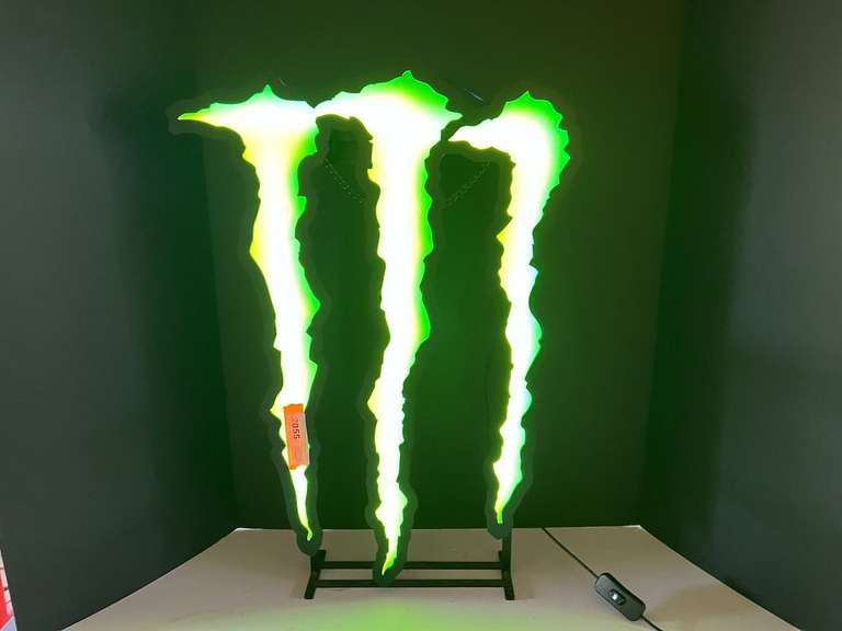 Monster drink light, powers up, working condition unknown, see pictures for details. image