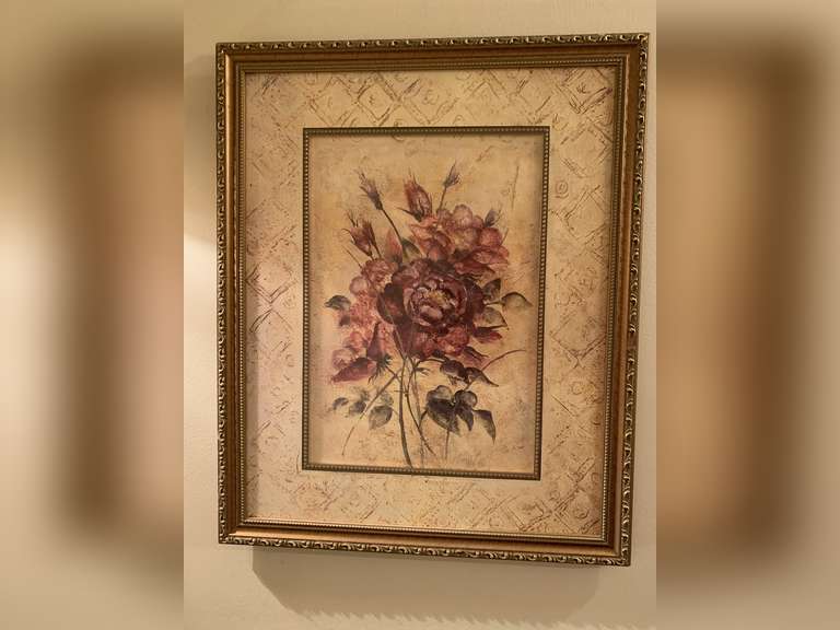 THREE RICHARD A. HENSON RAMBLING ROSE PRINT 18" X 22" - UP HALLWAY image