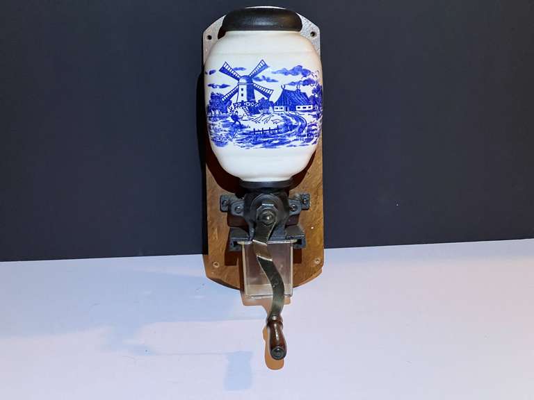 BR3…Antique looking wall mount coffee grinder, believed to be a replica, see pictures for details. image