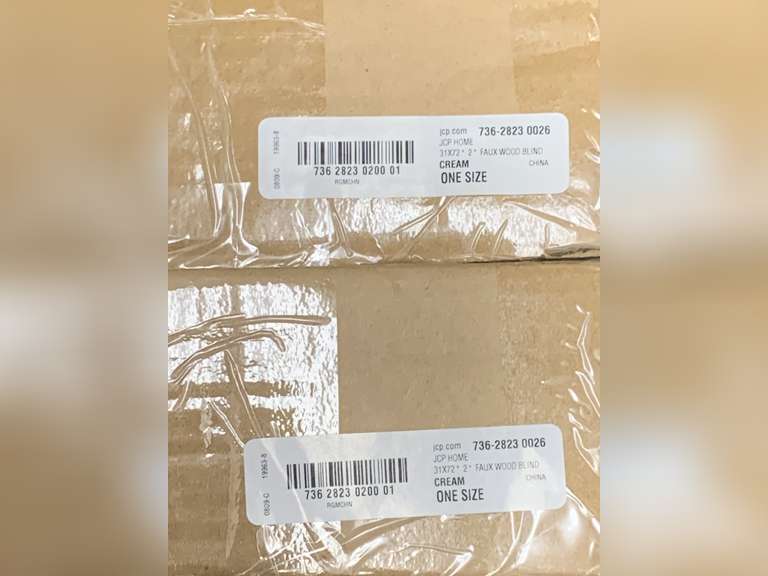 NEW 2" CREAM FAUX WOOD BLINDS IN BOX BY JCPENNEY HOME - TWO 31X72 - UP MASTER CLOSET 2 image