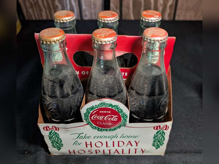 SIX FULL VINTAGE COCA-COLA CLASSIC BOTTLES image