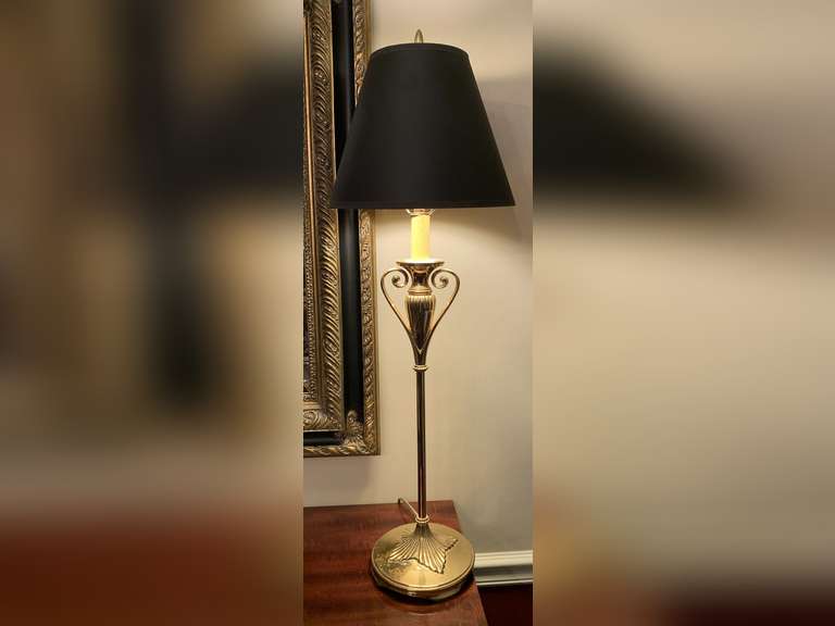BRASS ART NOUVEAU TALL CANDLESTICK LAMP 30" TALL - DINING ROOM image