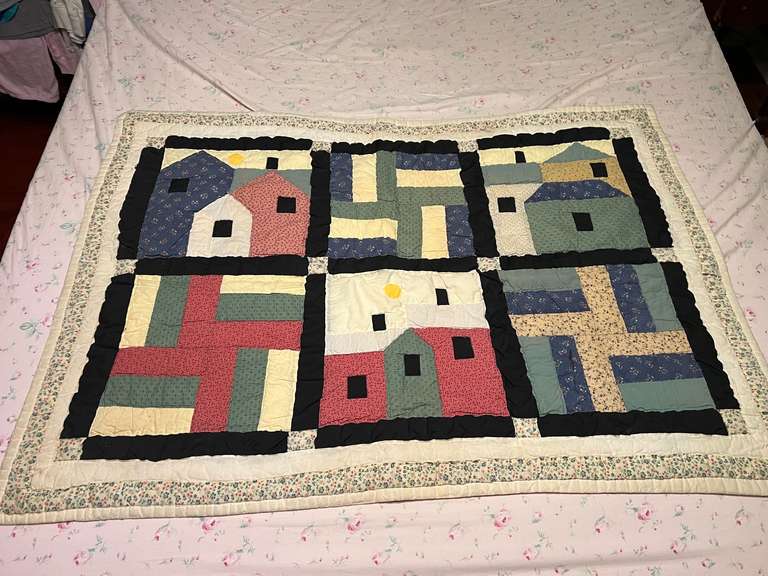 LR…Vintage custom quilt, seller states this piece was made by his grandmother, see pictures for details. image