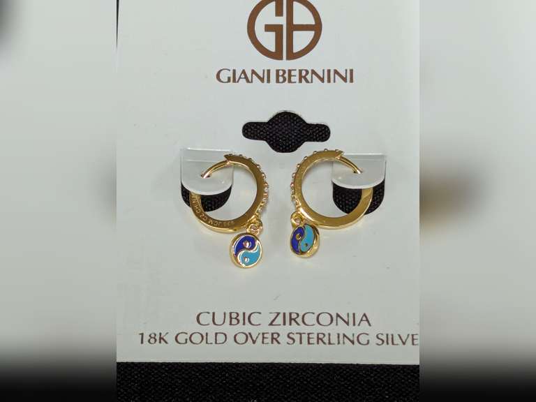 Giani Bernini Cubic Zirconia 18K Gold over Sterling Silver Yin Yang Earrings image