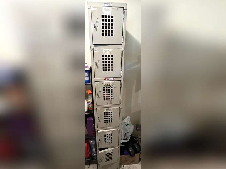 Laundry… Locker bank of six small lockers, includes some content, see pictures for details. image