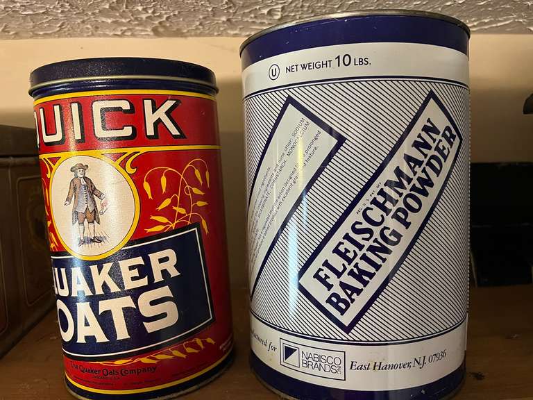 KIT… Vintage looking collectible tins, two pieces, see pictures for details. image