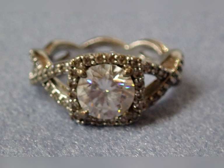 Sterling & CZ Ring - Size 5 - See all photos. image