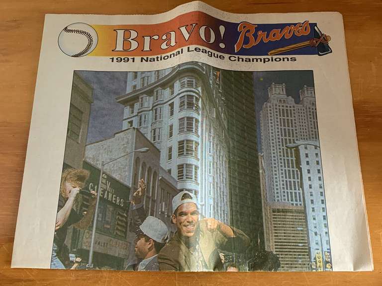 1991 ATLANTA BRAVES MACON TELEGRAPH NEWSPAPER INSERT - CHECKOUT image