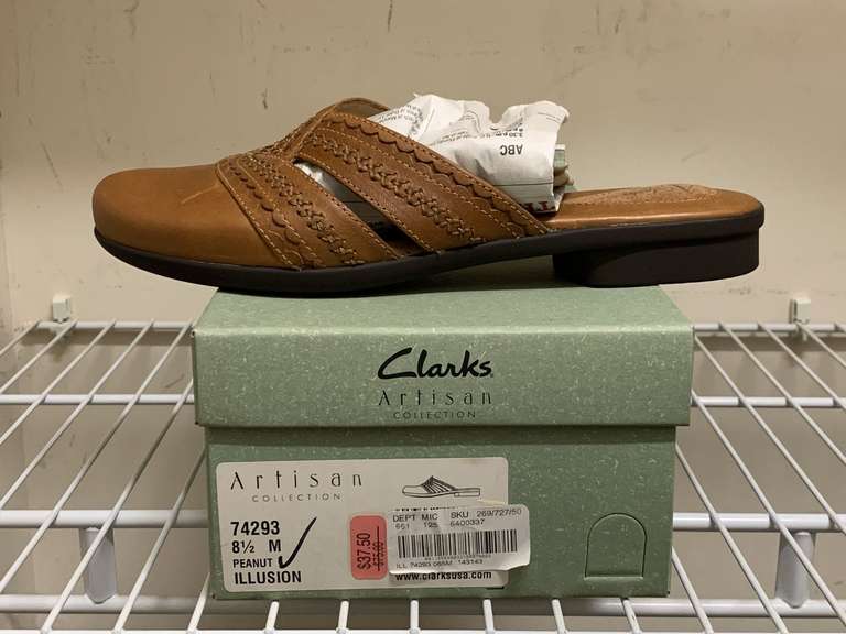 NEW CLARKS ARTISAN ILLUSION PEANUT LEATHER SANDALS SIZE 8 1/2 - UP MASTER CLOSET 1 image