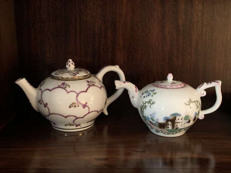 VINTAGE "VENICE" VICTORIA & ALBERT PORCELAIN TEAPOT MADE IN JAPAN & VINTAGE "HOCHST VILLAGE" VICTORIA & ALBERT FINE DEMITASSE PORCELAIN TEAPOT MADE IN JAPAN - LIVING ROOM image