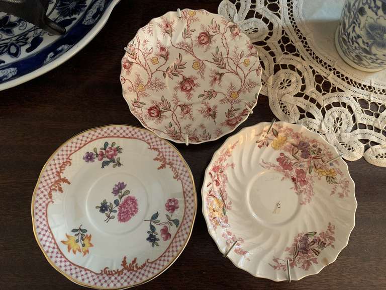 VINTAGE "ROSEBUD CHINTZ" SPODE CHINA BY COPELAND SAUCER MADE IN FRANCE, VINTAGE "BERNARDAUD" LIMOGES SAUER MADE IN FRANCE & VINTAGE "FAIRY DELL" SPODE CHINA BY COPELAND SAUCER MADE IN FRANCE - LIVING ROOM image