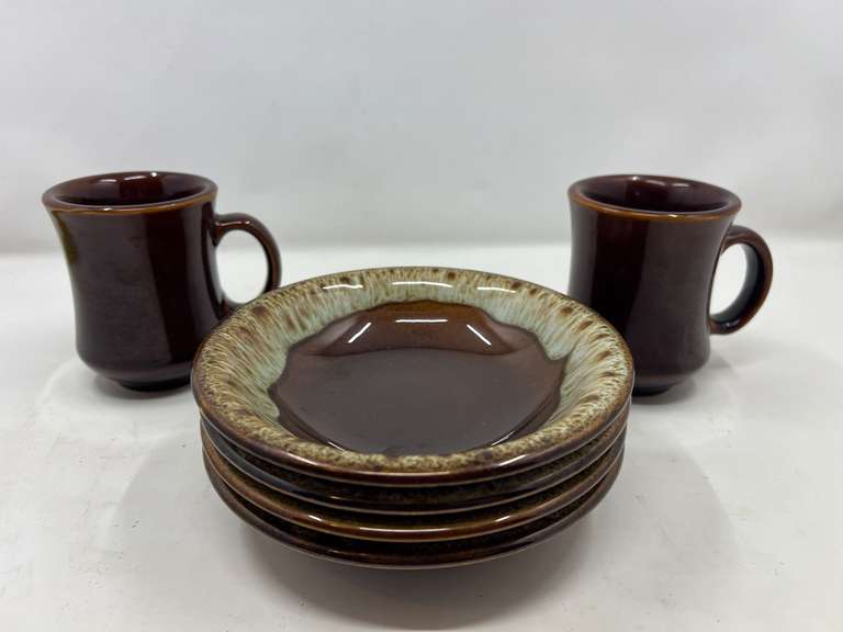 KIT…Crestware mugs, two pieces, also includes Carefree iron stone bowls, six pieces total, see pictures for details. image